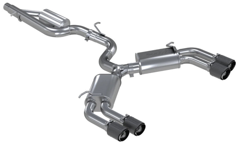 MBRP 3" Cat Back Quad Split Rear Exit Valve Delete (S3 15-20) - T304 Stainless Steel — fits Audi S3