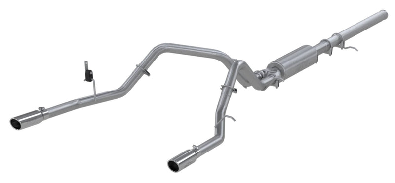 MBRP 3" Cat Back, Dual Split Rear (Silverado/Sierra 14-19) - Aluminized Steel - T304 Stainless Steel Tip