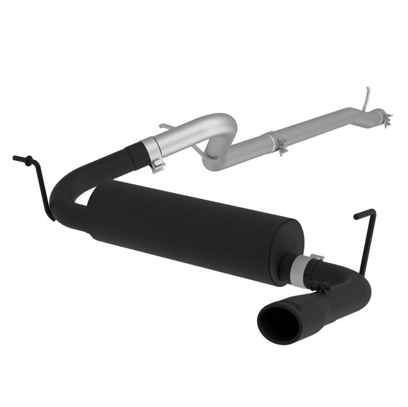 MBRP 2.5" Cat Back, Single Rear Exit (Wrangler/Rubicon 12-18) - BC Aluminized Steel - T304 Stainless Steel Tip — fi...
