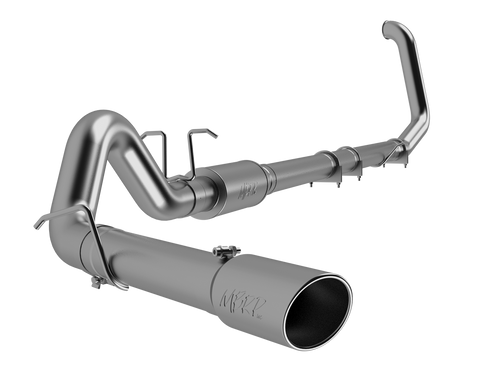 MBRP 4" Turbo Back, Single Side Exit (F-250/350 99-03) - Aluminized Steel - T304 Stainless Steel Tip — fits Ford F-250