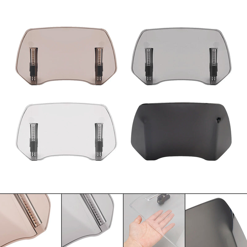 Powersports Pro Universal Adjustable Windshield Clip On Wind Screen Deflector Extension Spoiler