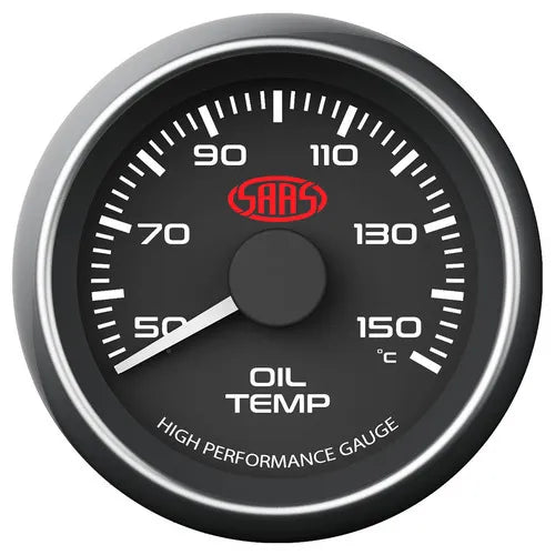 SAAS Oil Temp Guage 50°-150° 52mm Black Muscle Series