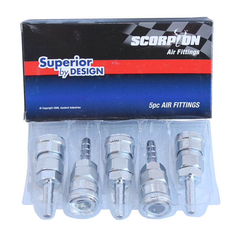 SP Tools Air Fittings - 1/4" Hose Tail Coupler - Nitto Style - Hi Flow Series - Box of 5