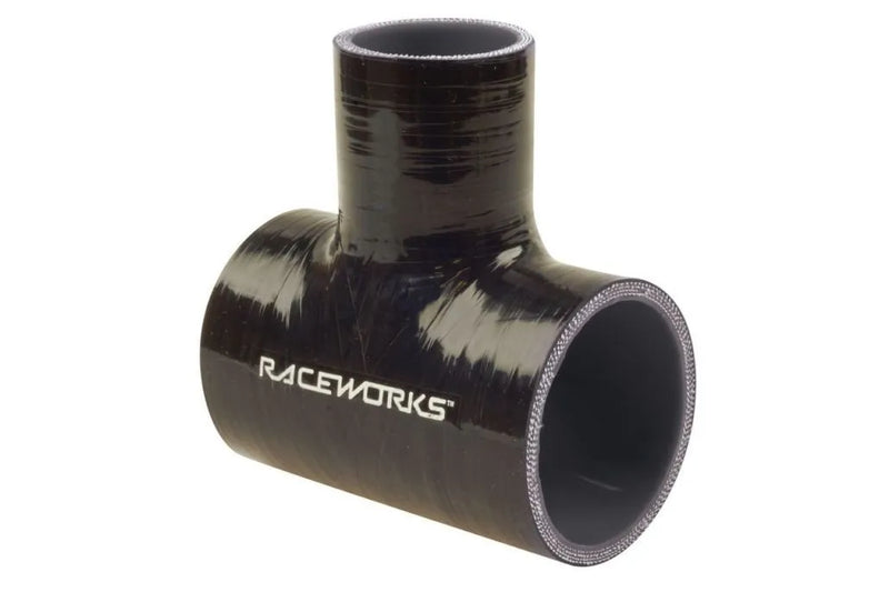 Raceworks 3"/76mm Silicone Tee w/ 1"/25mm Spout - Black