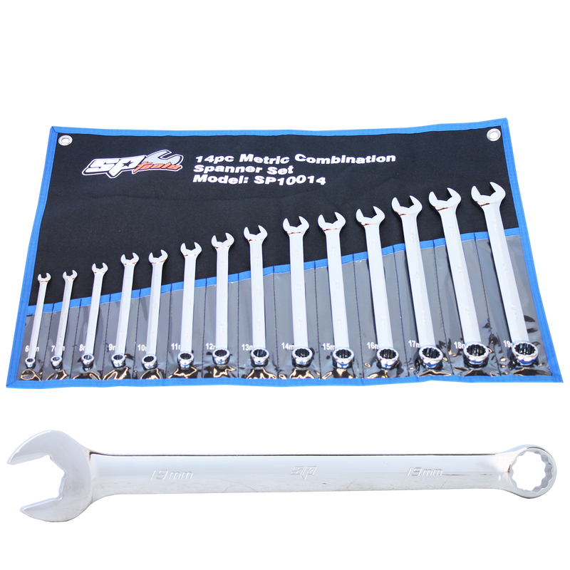 SP Tools Combination ROE Quad Drive Spanner Set - 15° Offset - Metric - 14pc