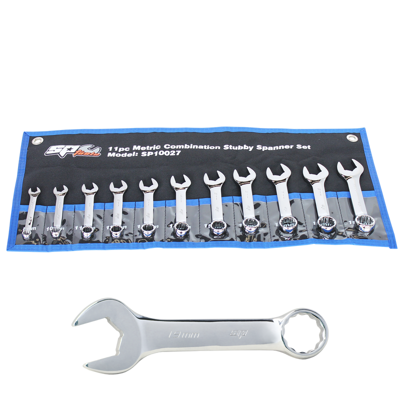 SP Tools Combination ROE Quad Drive Spanner Set - Stubby - 15° Offset - Metric - 11pc
