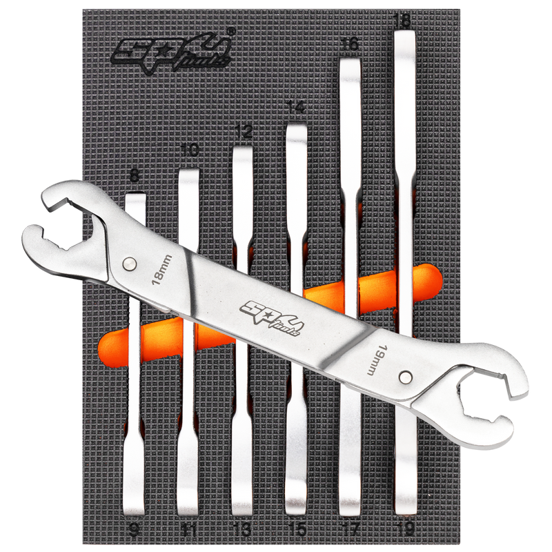 SP Tools Ratcheting Flare Nut Spanner Set - Metric & SAE - 6pc
