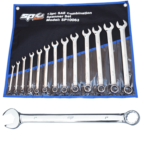 SP Tools Combination ROE Quad Drive Spanner Set - 15° Offset - SAE - 13pc