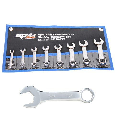 SP Tools Combination ROE Quad Drive Spanner Set - Stubby - 15° Offset - SAE - 8pc