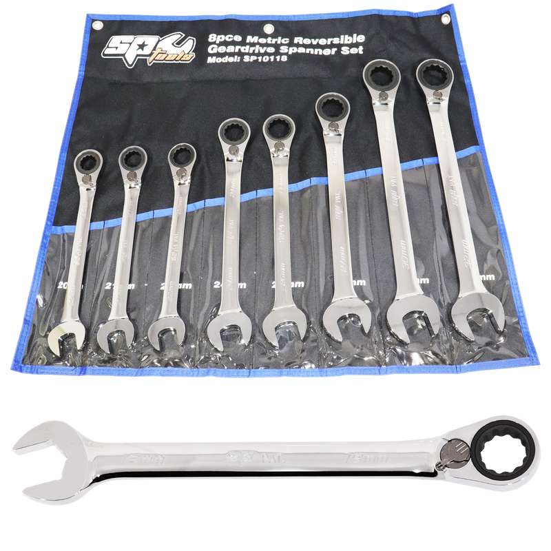 SP Tools Gear Drive ROE Quad Drive Spanner Set - Jumbo - 15° Offset - Metric - 8pc