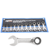 SP Tools Gear Drive ROE Quad Drive Spanner Set - Stubby - 15° Offset - Metric - 11pc