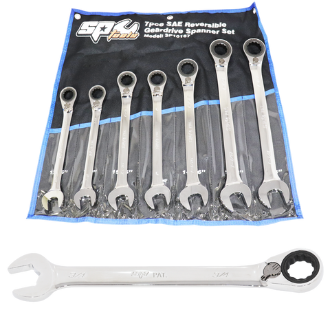 SP Tools Gear Drive ROE Quad Drive Spanner Set - Jumbo - 15° Offset - SAE - 7pc