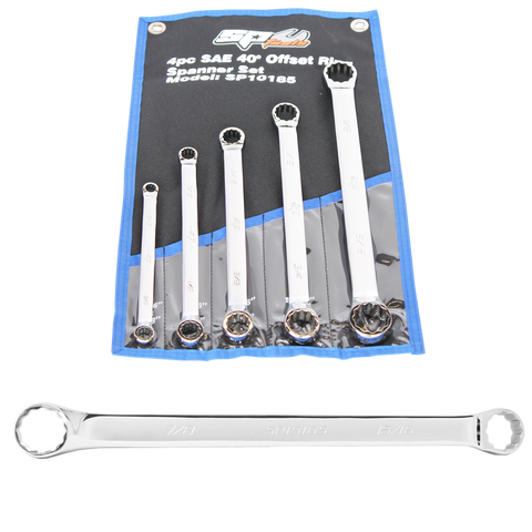 SP Tools Double Ring Spanner Set - 40° Offset - Long - SAE - 5pc