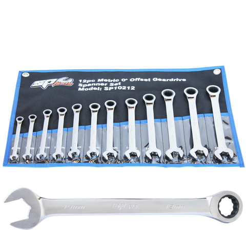 SP Tools Gear Drive ROE Quad Drive Spanner Set - 0° Offset - Metric - 12pc