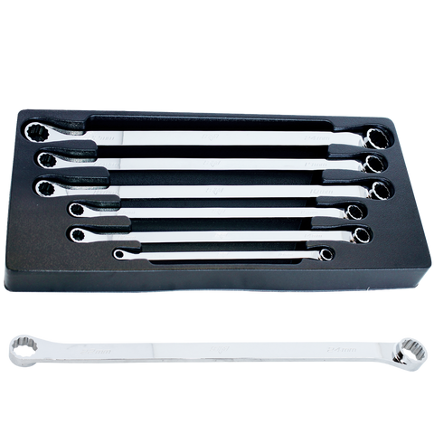 SP Tools Double Box Ring Spanner Set - 15° Offset - Extra Long - Metric - 6pc