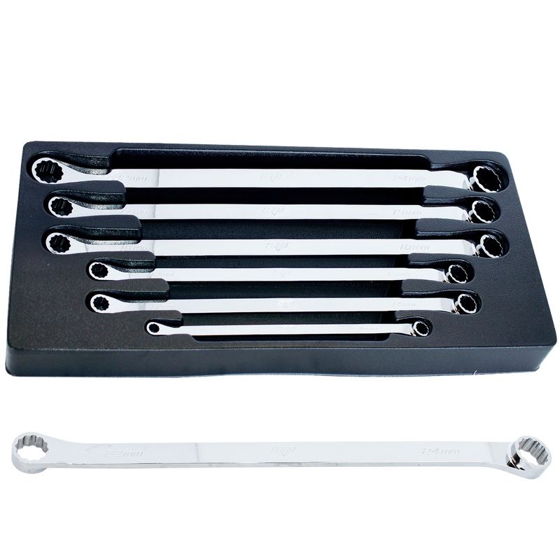 SP Tools Double Box Ring Spanner Set - 15° Offset - Extra Long - Metric - 6pc
