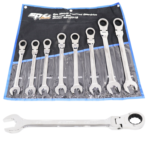 SP Tools Flex Head Gear Drive ROE Quad Drive Spanner Set - Jumbo - Metric - 8pc