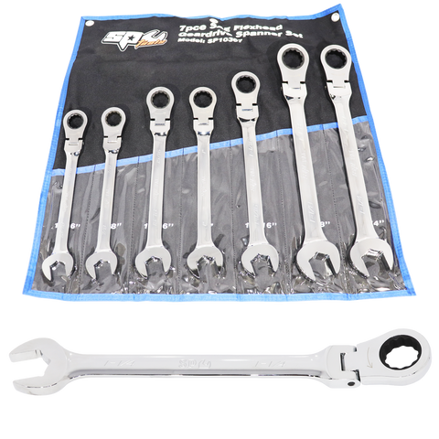 SP Tools Flex Head Gear Drive ROE Quad Drive Spanner Set - Jumbo - SAE - 7pc