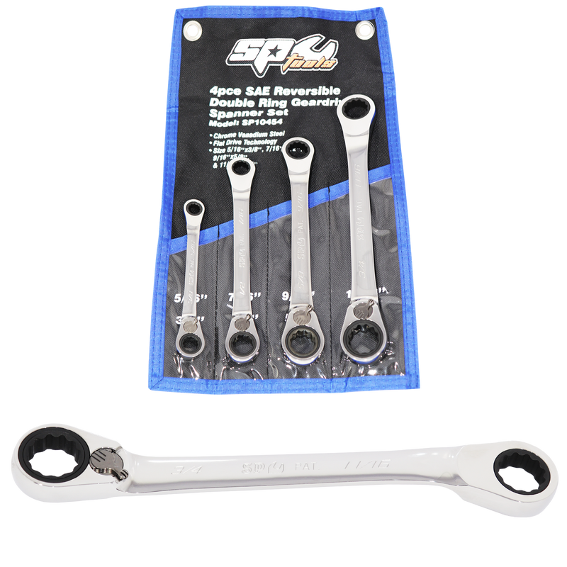 SP Tools Double Gear Drive Ring Spanner Set - 15° Offset - SAE - 15pc