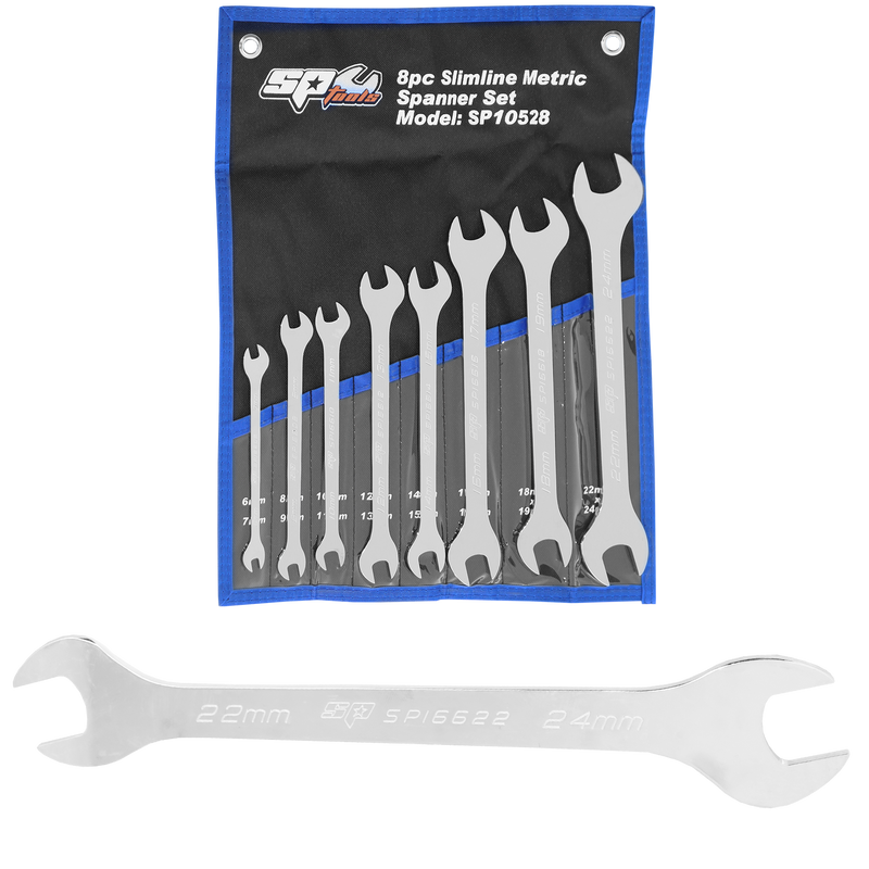SP Tools Double Open End Spanner Set - Ultra Thin Slimline - Metric - 8pc