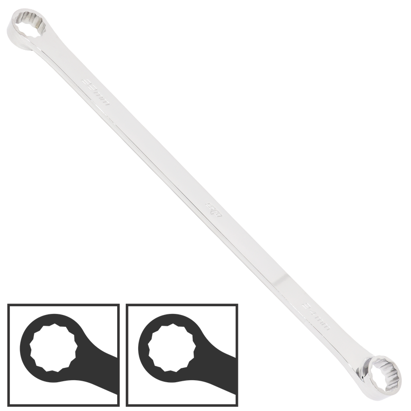 SP Tools Double Box Ring Spanner - Extra Long - Metric - 0° Offset - Individual, Size: 22 x 24mm