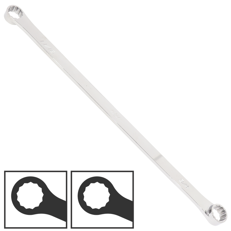 SP Tools Double Box Ring Spanner - Extra Long - SAE - 0° Offset - Individual, Size: 3/4 x 11/16"