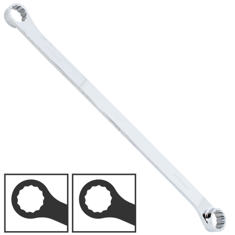 SP Tools Double Box Ring Spanner - Extra Long - Metric - 15° Offset - Individual, Size: 22 x 24mm