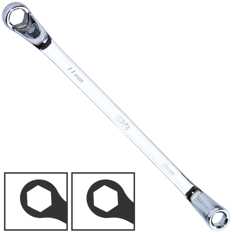 SP Tools Brake Bleeder Double Ring Spanner - SAE - 75° Offset 6pt - Individual, Size: 3/8 x 7/16"