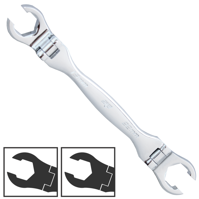SP Tools Flare Nut Flexhead Spanner - Metric - Individual, Size: 19 x 22mm