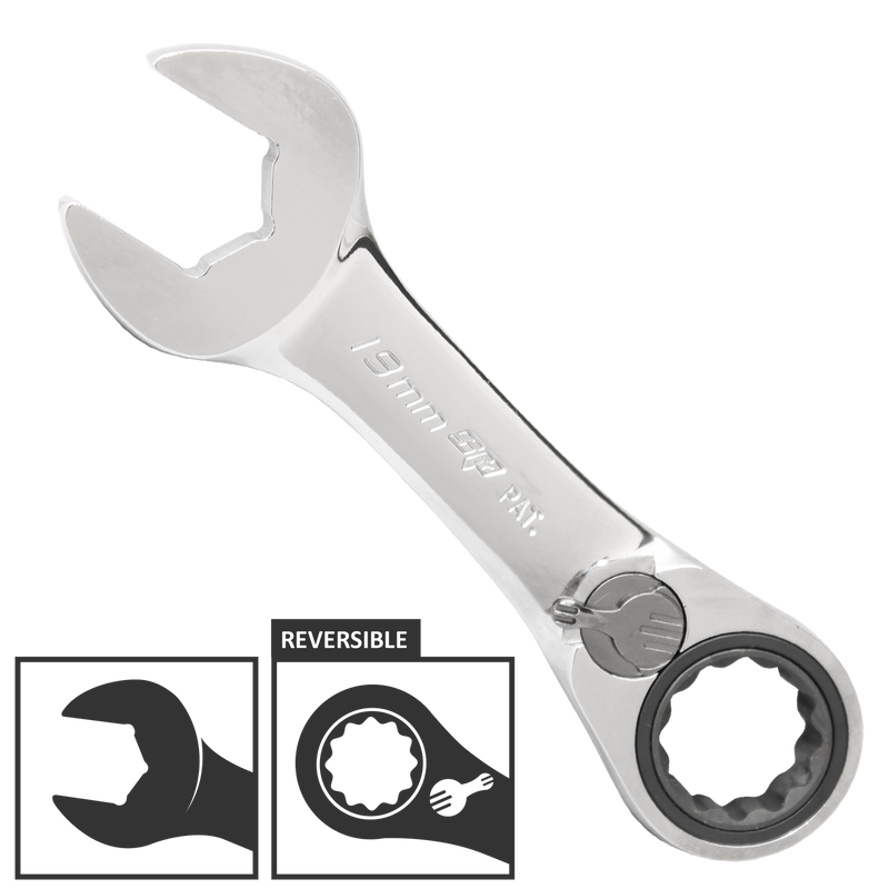 SP Tools Gear Drive ROE Quad Drive Spanner - Stubby - Metric - 15° Offset - Individual, Size: 19mm