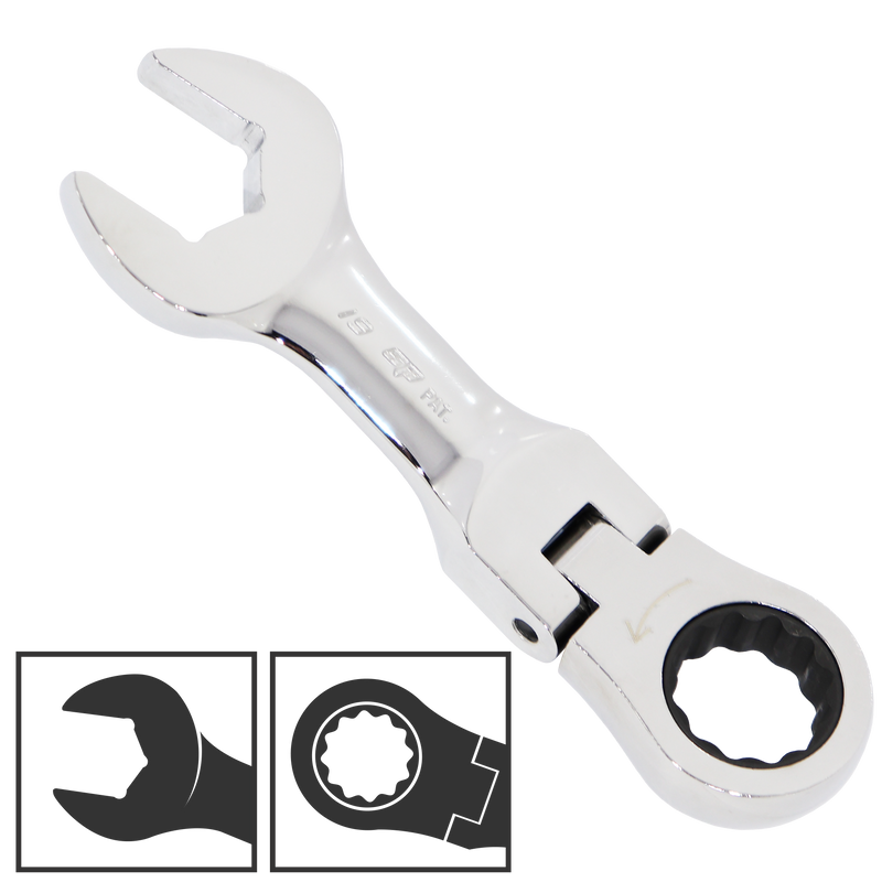 SP Tools Spanner ROE Stubby Flexhead Geardrive Metric 8mm