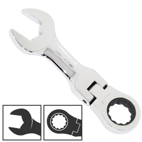 SP Tools Flex Head Gear Drive ROE Quad Drive Spanner - Stubby - SAE - Individual, Size: 3/8"