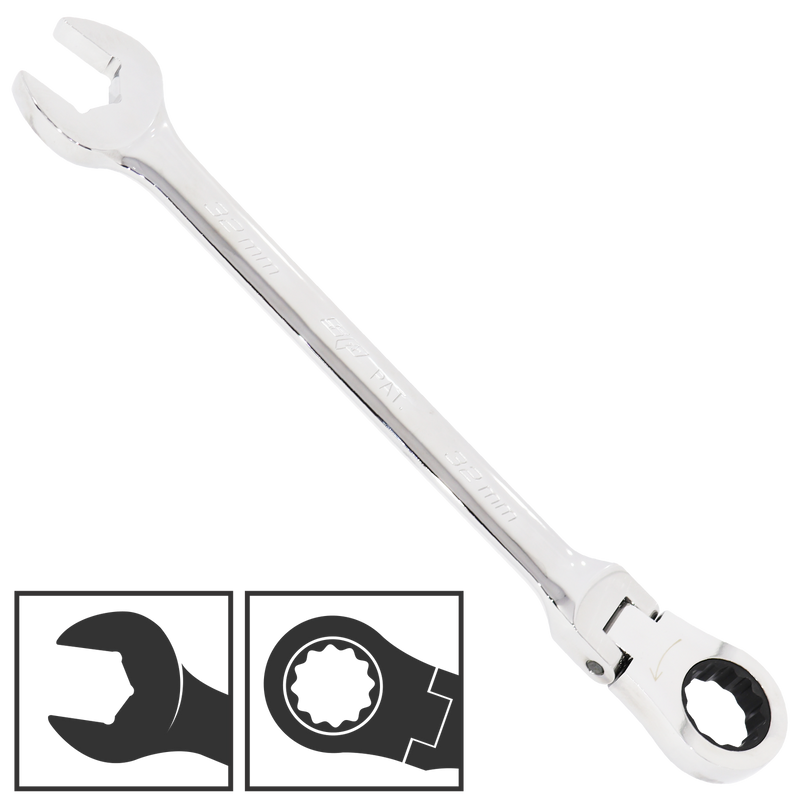 SP Tools Flex Head Gear Drive ROE Quad Drive Spanner - Metric - Individual
