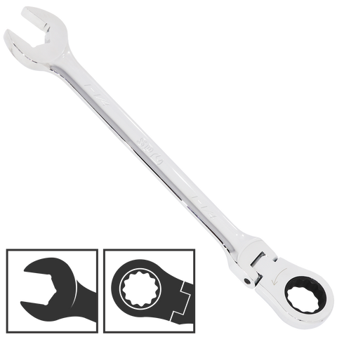 SP Tools Flex Head Gear Drive ROE Quad Drive Spanner - SAE - Individual, Size: 7/16"