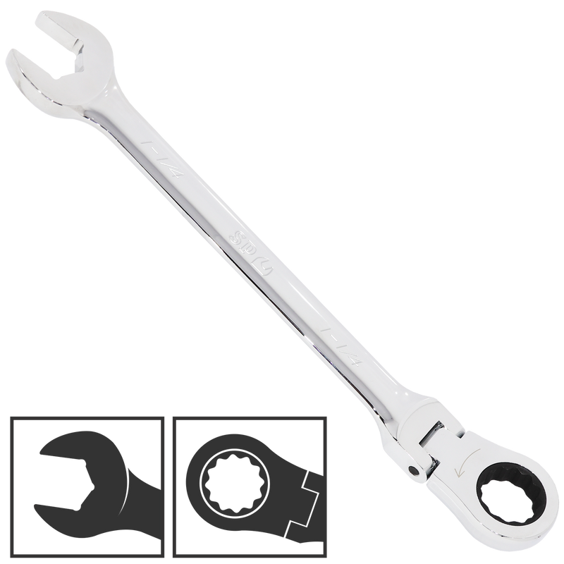 SP Tools Flex Head Gear Drive ROE Quad Drive Spanner - SAE - Individual, Size: 7/16"