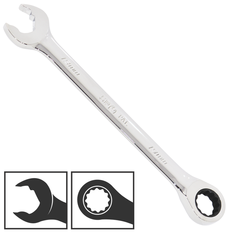 SP Tools Gear Drive ROE Speed Drive Spanner - Metric - 0° Offset - Individual, Size: 19mm