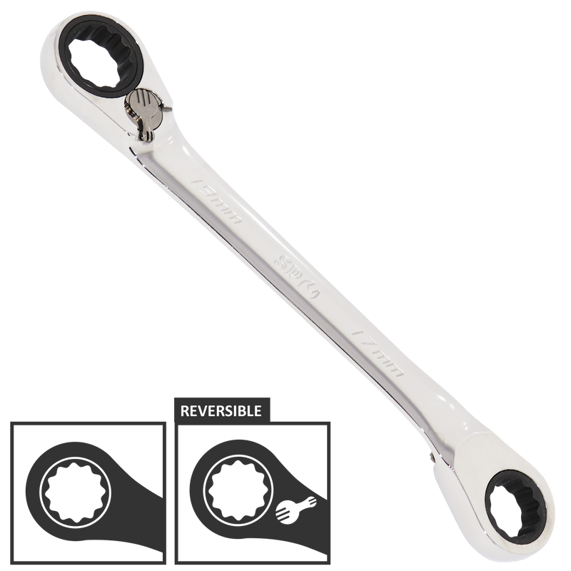 SP Tools Double Gear Drive Ring Spanner - Metric - 15° Offset - Individual