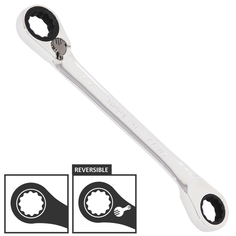 SP Tools Double Gear Drive Ring Spanner - SAE - 15° Offset - Individual, Size: 11/16 x 3/4