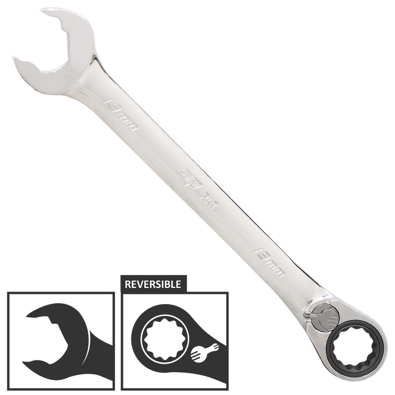 SP Tools Gear Drive ROE Speed Drive Spanner - Metric - 15° Offset - Individual, Size: 19mm