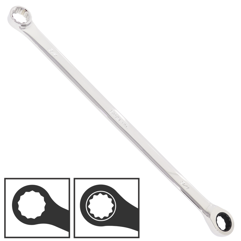 SP Tools Box Drive Double Ring Spanner - Extra Long - SAE - 0° Offset - Individual, Size: 3/4"