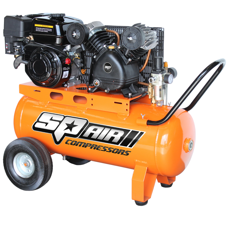 SP Tools Compressor - 6.5Hp Petrol Belt Drive 60Lt Tank