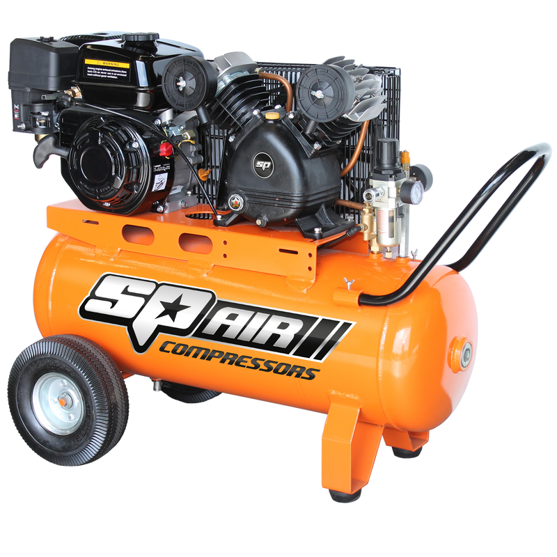 SP Tools Air Compressor - V-Twin Cast Iron - Petrol Driven - 6.5hp - 60L Tank