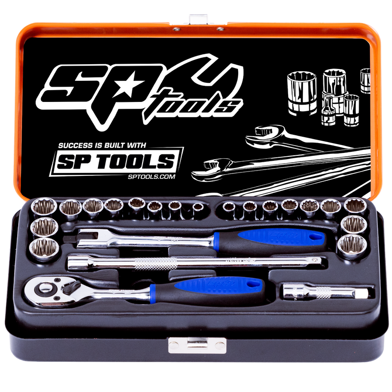 SP Tools 1/4" Drive Socket Set - Metric/SAE - 12pt - 23pc