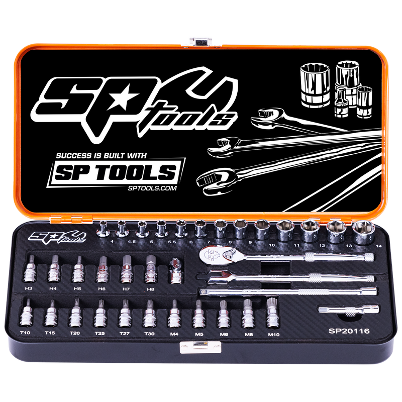 SP Tools Socket Set - 1/4Dr 6Pt 35pc Metric SP20116