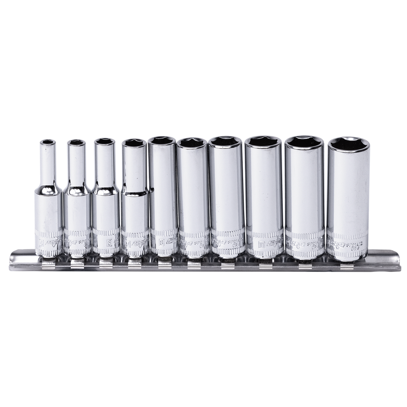 SP Tools 1/4" Drive Socket Rail Set - Deep - Metric Only - 6pt - 10pc
