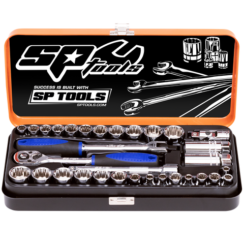 SP Tools 3/8" Drive Socket Set - Metric/SAE - 12pt - 32pc