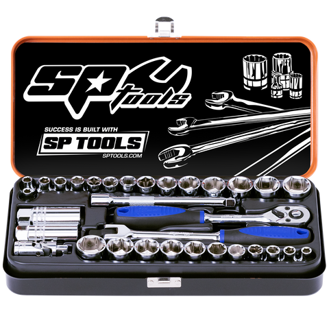 SP Tools 3/8" Drive Socket Set - Metric/SAE - 6pt - 32pc