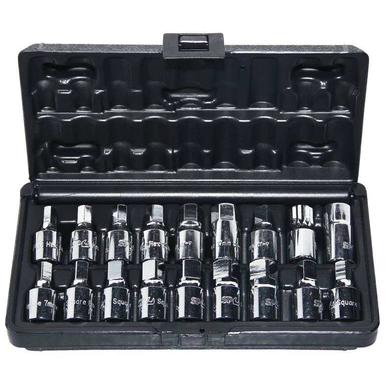 SP Tools SP20215 3/8" Drive Oil Drain Plug Key Set - 18pc