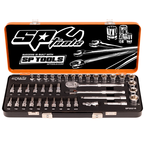 SP Tools 3/8" Drive Socket Set - 6pt Metric, Inhex, Torx, Spline - 39pc