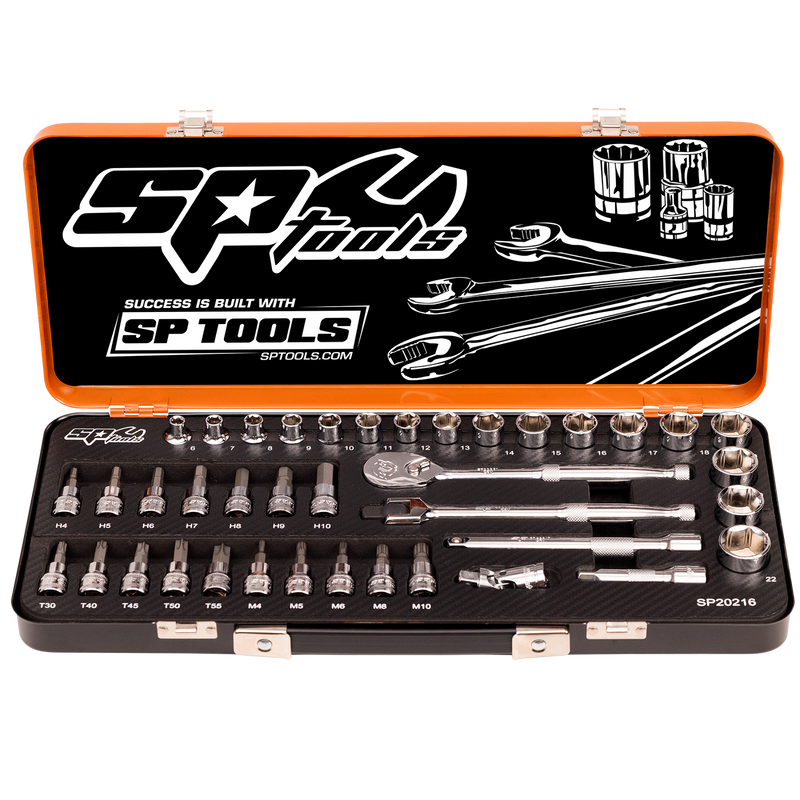 SP Tools 3/8" Drive Socket Set - 6pt Metric, Inhex, Torx, Spline - 39pc